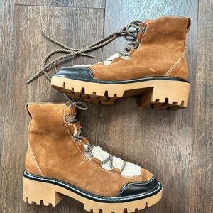 Soludos Brown Suede Lace-Up Ankle Boots